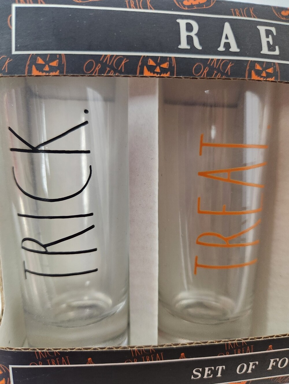 Rae Dunn Clear Shooter Glasses with Black and Orange Lettering - Set of 4 - Picture 8 of 8